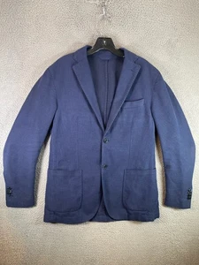Boggi Milano Blazer 40 US 50 EU Blue Knit Silk Blend Sport Coat Surgeon Cuffs - Picture 1 of 12