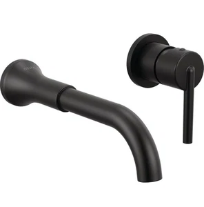 Delta T3559LF-BLWL Trinsic 1.2 GPM Wall Mounted Bathroom Faucet - Matte Black - Picture 1 of 3