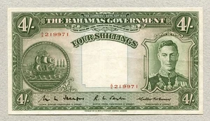 BAHAMAS 4 Shillings L.1936 P9a VF++ - Picture 1 of 2