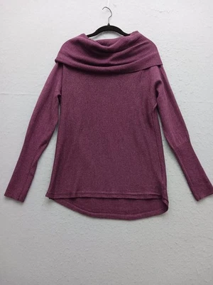 Suéter Nanette Lepore Mujer L Púrpura Lana Merino Capucha Cuello Alto Bajo Dobladillo Foto 1 de 4