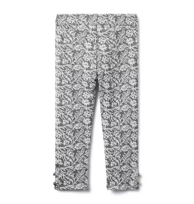 Pantalón Jacquard Janie & Jack Niñas Floral Puño Botón, Gris Suave, Talla 3T Foto 1 de 4