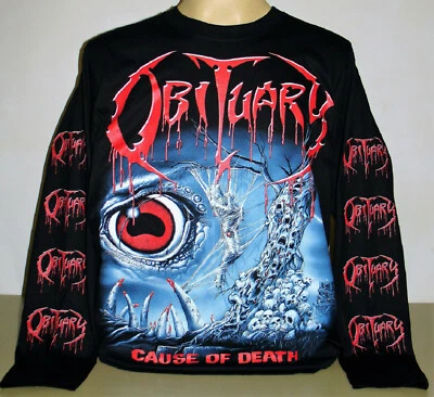 Obituary Cause Of Death Long Sleeve T-Shirt Size S M L XL 2XL 3XL Metal Band New - Image 1 of 2