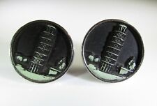 Silver Tone Cufflinks with Tower of Piza in Black Enamel by Hickok