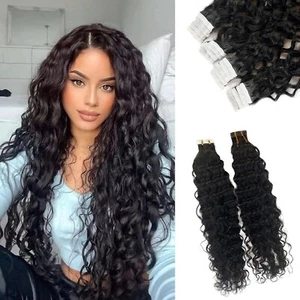UNice 100% Virgin Human Hair Water Wave Tape In Real Hair Extension 20pcs 50gram - Picture 1 of 5