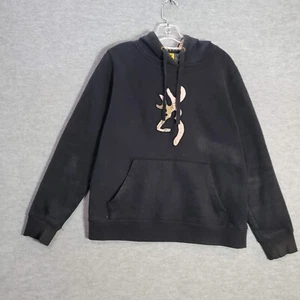 Browning Women Sweatshirt Large Black Logo Hoodie Embroidered Pullover READ - Picture 1 of 9