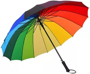 Big Size Rainbow Super Strength, Extra Strong, Straight Canopy Umbrella - Picture 1 of 8