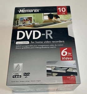 Memorex 10 Pack DVD-R Blank Disc Recordable for Home Video Recorders 6hr Video - Picture 1 of 4