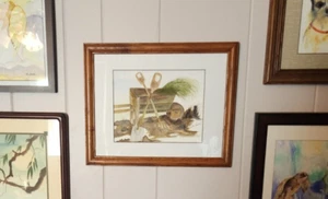 Original Watercolor Painting "WORKS BY FLO" Signed-Framed/Wood/Glass- 12" X 14" - Picture 1 of 9