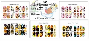 * Nagelfolie Wraps Vollabdeckung Dünn Zum Selbermachen Aufkleber Halloween Geister Hexe Skelett - Bild 1 von 6