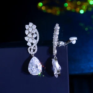 Ohne Ohrloch Design CZ Ohrhänger Clip On Ohrringe ohne Ohrstecker für Damen Party - Bild 1 von 7