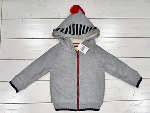 NEW 4 5 Mini Boden Gray Marl Knight Hooded Sweater Sherpa Lined - Picture 1 of 9