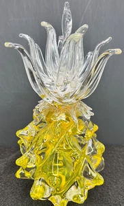 Murano Handblown Yellow Heavy Glass Pineapple Sculpture - 11.5" - Picture 1 of 9