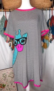 Layla Black And White Striped Beach Comfortable Giraffe Dress Size Medium - Picture 1 of 7