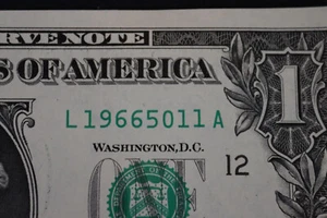 ONE DOLLAR FANCY BIRTHDAY/ANNIVERSARY NOTE MAY 11, 1966 UNC SN # L 19665011 A - Picture 1 of 3