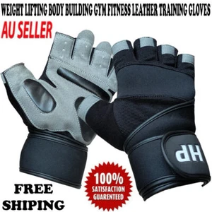 HP WEIGHT LIFTING BODYBUILDING GYM FITNESS LEATHER TRAINING WRAPS STRAPS GLOVES - Picture 1 of 23