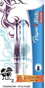2 x Paper Mate Mini Compact Füllfederhalter feine Feder blaue Tinte lila Kinder Pack Set - Bild 1 von 1
