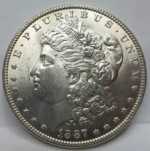 USA United States Silver Morgan $1 Dollar 1887 P Philadelphia UNC Liberty #F69 - Picture 1 of 6