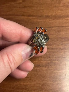 Anello da pranzo vintage argento sterling granati marcasites grappolo art deco misura 8 - Foto 1 di 6