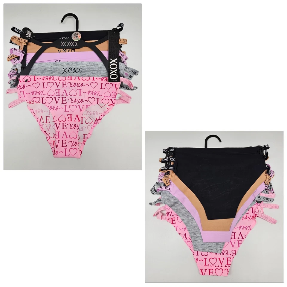 Paquete de 5 bikini XOXO para mujer S M L XL microfibra correas laterales negro beige púrpura Foto 1 de 4