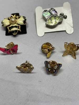Surtido 4 Mariposas ~ 3 Abejas ~ Solapa Pin Broche Lote 7 Foto 1 de 2
