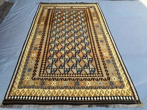 6'8 x 10'8 Large Vintage Afghan Maimana Kilim Rug | Southwestern Inspired Kilims - Picture 1 of 15