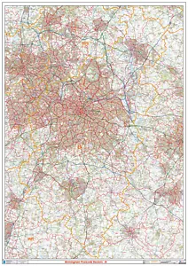 Karte von Birmingham Postleitzahlensektoren, Poster von Birmingham Postleitzahlen - Bild 1 von 6
