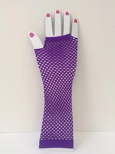 Guantes Largos Púrpura Sin Dedos Disfraz Cosplay Sexy Fetiche Punk Gótico Halloween - Imagen 1 de 1
