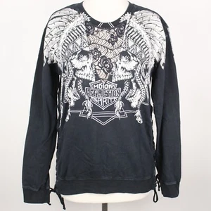 Affliction Damen Medium Motor Spirit Schnür-Sweatshirt mit seitlichem Rundhalsausschnitt - Bild 1 von 7
