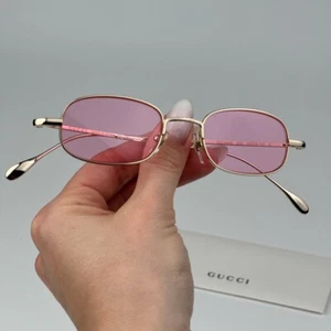 Gucci Women Sunglasses Gold Pink Rectangle GG1648S 005 NEW - Afbeelding 1 van 11