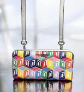 Karl Lagerfeld Maybelle Crossbody Wallet White Logo Zip Around Bag Art Deco - Picture 1 of 8