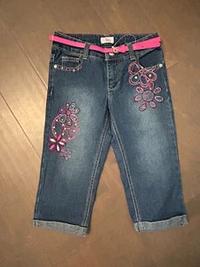 Circo Girl's Size 8 Capri Length denim Jeans adjustable waist embroidery trim - Picture 1 of 6
