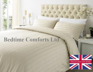 DOUBLE 4' 6" (Hotel Quality) FLAT SHEET LUXURY SATIN STRIPE 300TC - CREAM - Picture 1 of 8