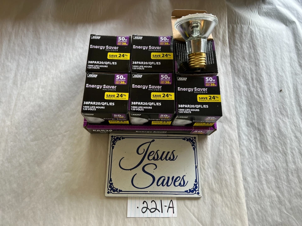 6-  Feit 50w Light Bulb PAR20 Flood Bright White Dimmable  52300      221a - Image 1 of 1