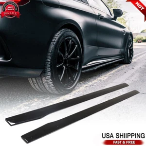 For Benz W205 C205 C300 C43 C63 Gloss Black Side Skirts Extension Lip Spoiler - Foto 1 di 12