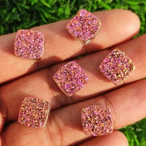 Cojín de piedras preciosas sueltas de cuarzo druzy ágata de titanio natural Drusy de la India - Imagen 1 de 7