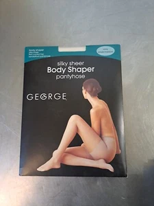 NEW George Body Shaper Pantyhose Ivory SMALL MEDIUM Sandalfoot Control Top Vtg - Picture 1 of 2