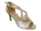 WOMENS LADIES WEDDING DIAMANTE PROM LOW MID HIGH HEEL BRIDAL COURT SHOES SIZE
