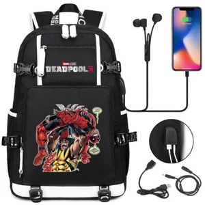 Comics Deadpool 3 Wolverine Best Friends USB Backpack Men Shoulder Travel Bag - Picture 1 of 10