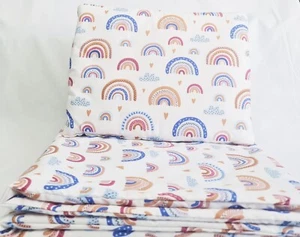 4 pc Bedding Set Cot  Bed Baby quilt cover pillowcase  rainbows blue brown - Picture 1 of 1