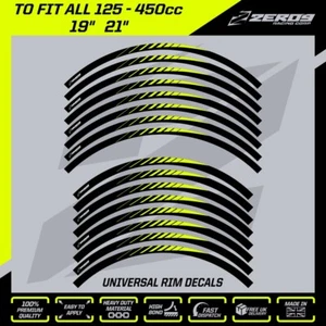 Calcomanías de llanta pegatinas gráficos MX Motocross llantas de 19""/21"" HOJA NEGRA/V-YELL - Imagen 1 de 1