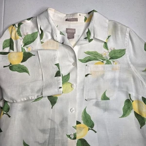CHICO'S Women's Linen White With Lemons Shirt Size 1 / 8-10 -886 - Picture 1 of 7