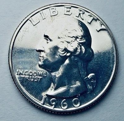 1960 Silver Proof Washington 25c ~ Great Mirrors ~ Minor Detractions ~ X70 - Image 1 of 2