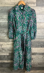 Monsoon Midikleid Gr. UK 10 grün Gracelynn Federdruck Hemd Knopfleiste - Bild 1 von 11
