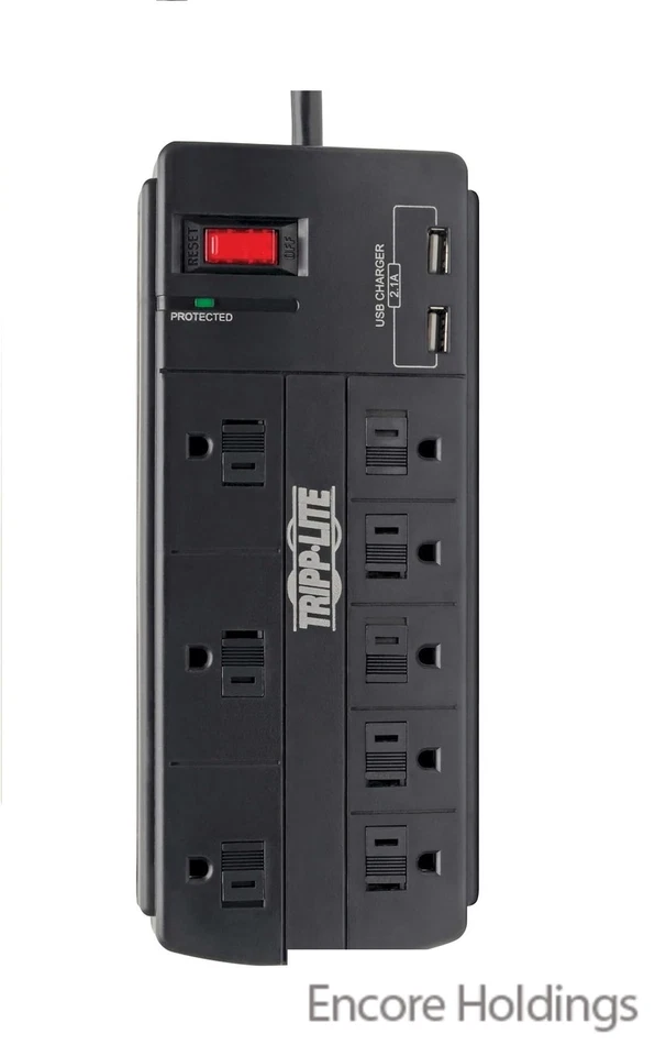 Tripp Lite 8 Outlets Surge Protector - Black - 120 Volts AC - 14 AWG TLP88USBB - Image 1 of 1