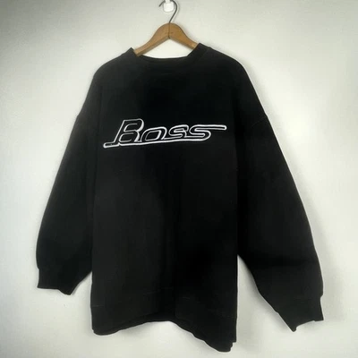 VTG BOSS IG Design Sweatshirt Spellout Embroidered Black Size 2X Streetwear Y2K - Image 1 of 4