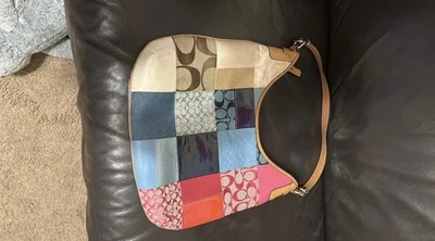 Coach Y2K Hobo Shoulder Purse in multicolor patchwork with silver hardware - Image 1 of 4