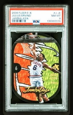 🏀🌟JULIUS( DR.J ) ERVING 2006 FLEER EX-JAMBALAYA ✨️ICONIC CARD✨️ PSA 8🌟🏀 - Image 1 of 2