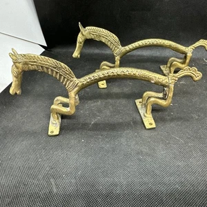 Set of 2 Antique Look Golden Brass Horse Figurine Door Handle READ - Picture 1 of 3