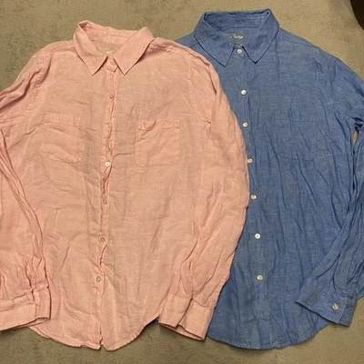 Lilly Pulitzer вид на море льняная рубашка маленький комплект лот из 2 розовый синий повседневный - Изображение 1 из 4