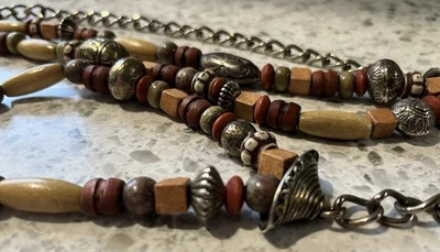 Chain Belt Wood, Plastic And Metal Barrel Beads 44” / 24” Of Beads - Image 1 of 2